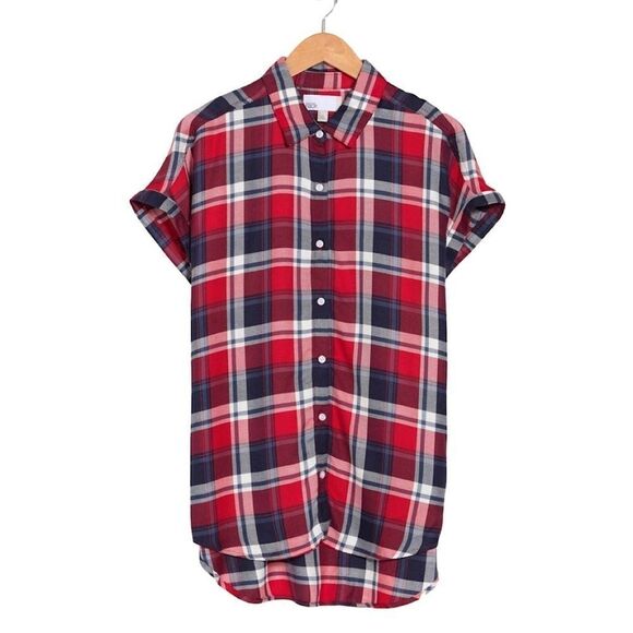 Nordstrom Red and Blue Plaid Button Down Shirt size Large - Picture 9 of 9